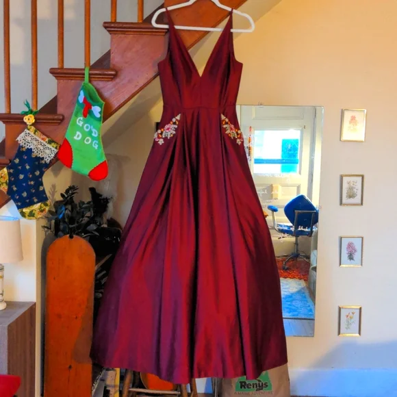 blondie nites by stacy sklar dress red Blondie Nites Womens Floral Satin Black Red Dress Size 7 NWT